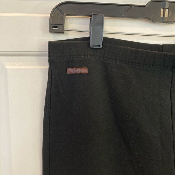 Polo Ralph Lauren Horse Riding Leggings Black Suede Knee Patch Equestrian Size L - Picture 5 of 10